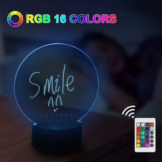 GlowWrite 3D LED Night Light with Erasable Message Board