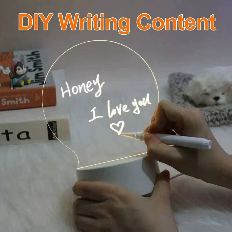 GlowWrite 3D LED Night Light with Erasable Message Board
