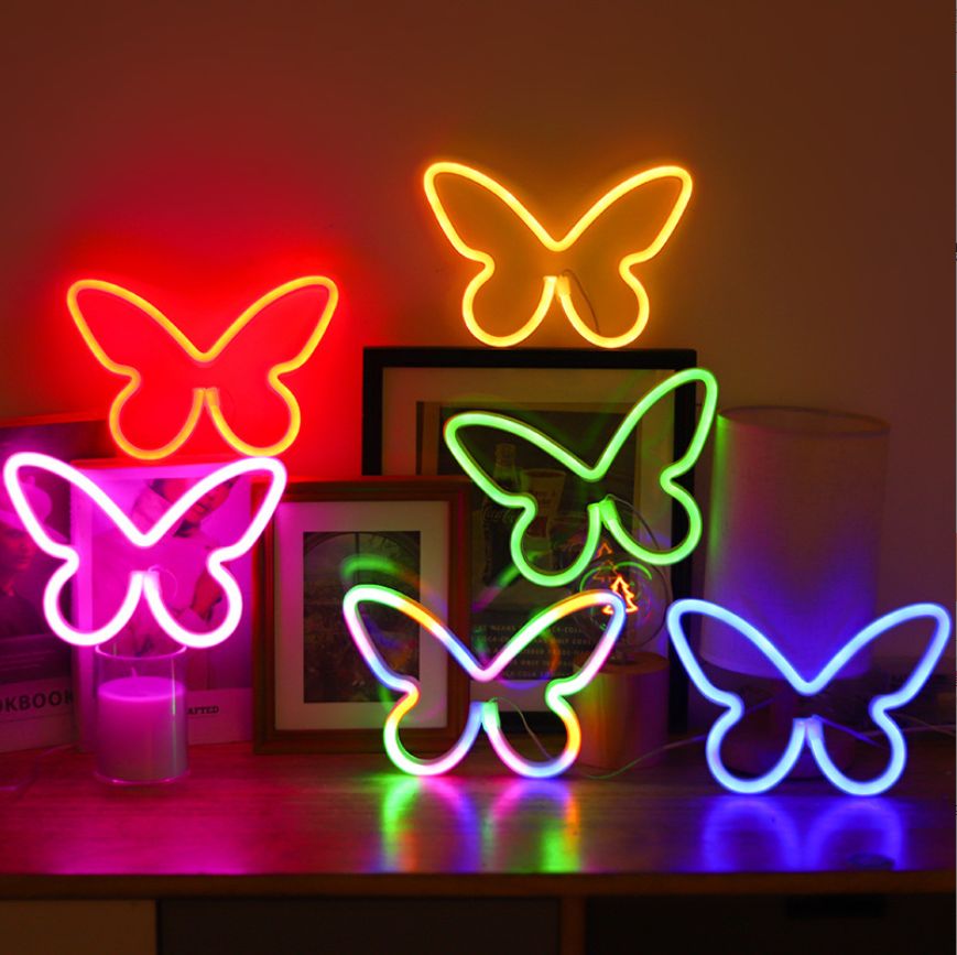 Glowing Butterfly LED Neon Sign for Bedroom and Party Décor