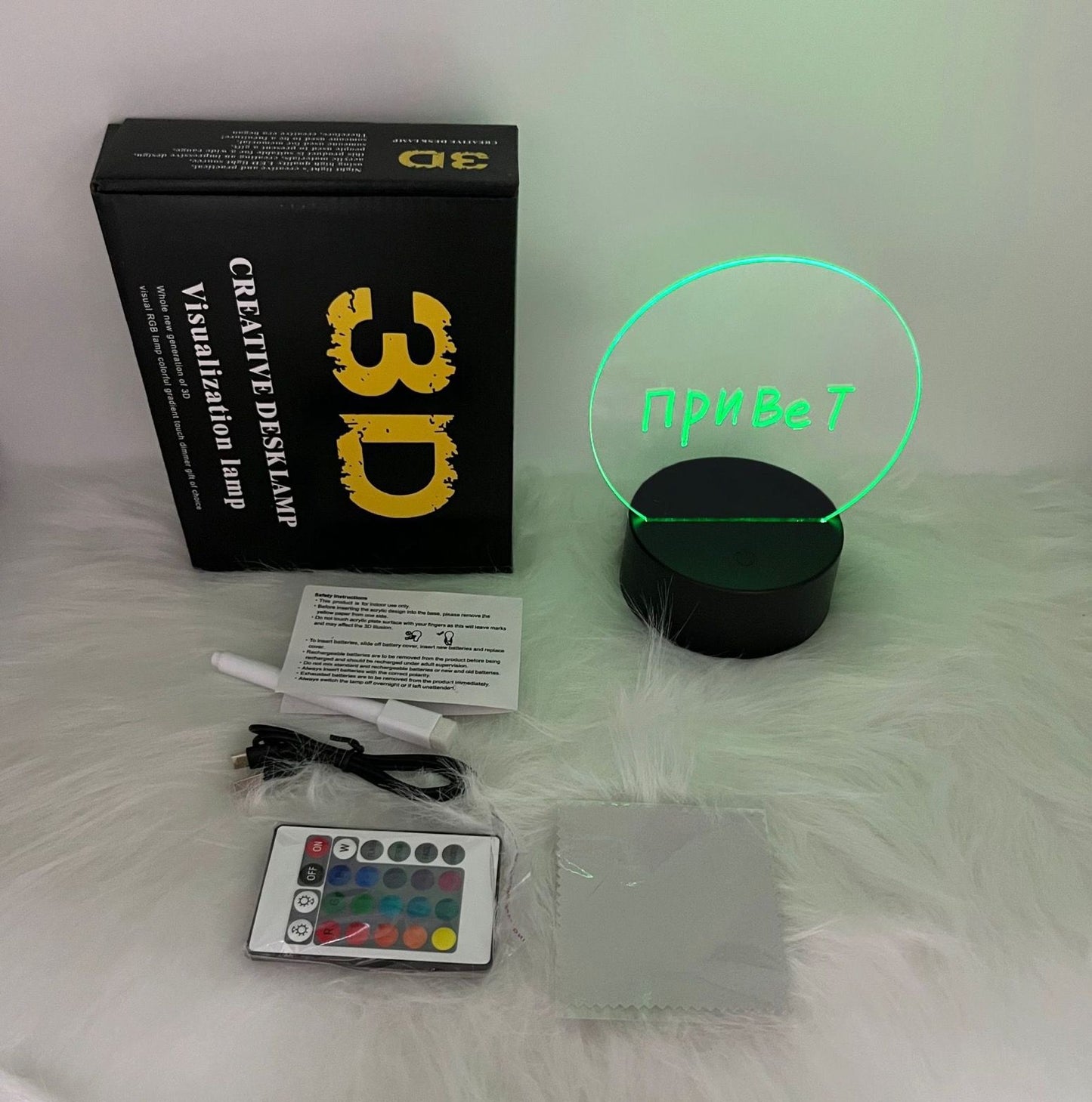 GlowWrite 3D LED Night Light with Erasable Message Board