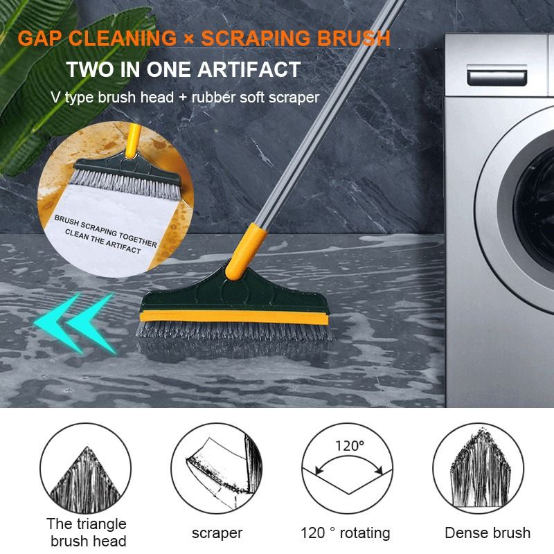 2-in-1 Smart Broom with Removable Wiper and Mop Head