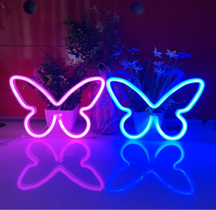 Glowing Butterfly LED Neon Sign for Bedroom and Party Décor