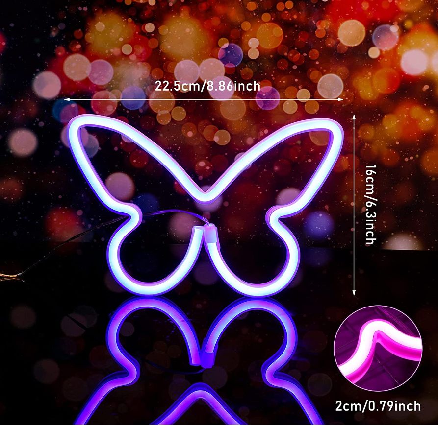 Glowing Butterfly LED Neon Sign for Bedroom and Party Décor