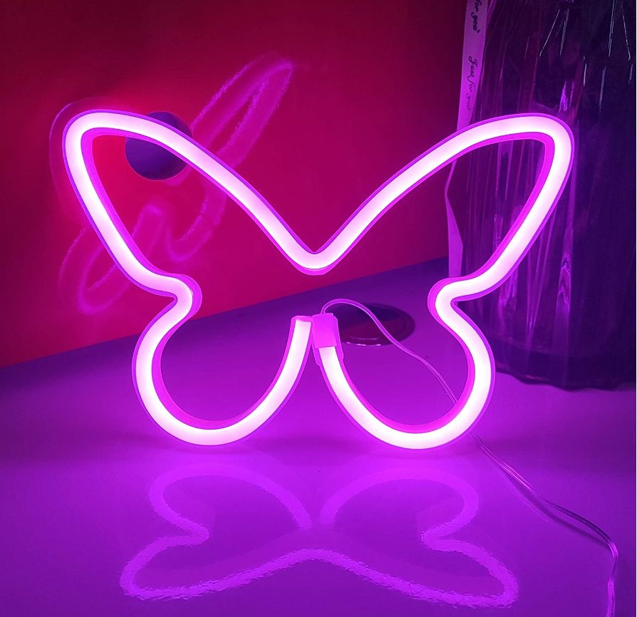 Glowing Butterfly LED Neon Sign for Bedroom and Party Décor