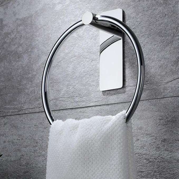 Stylish Self-Adhesive Stainless Steel Towel Ring for Bathroom Walls