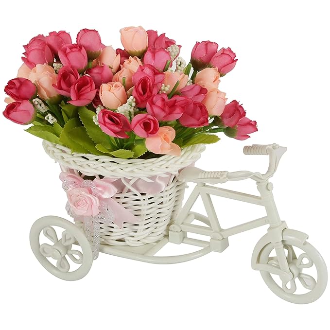 Elegant Cycle Flower Vase with Peony Charm