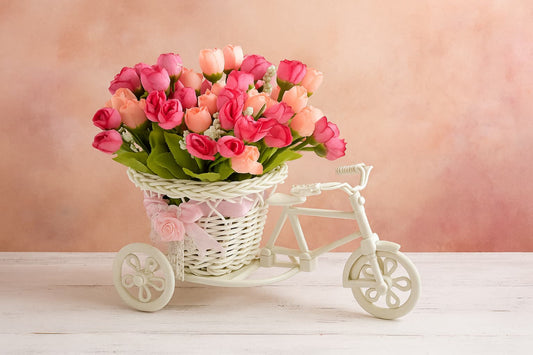 Elegant Cycle Flower Vase with Peony Charm